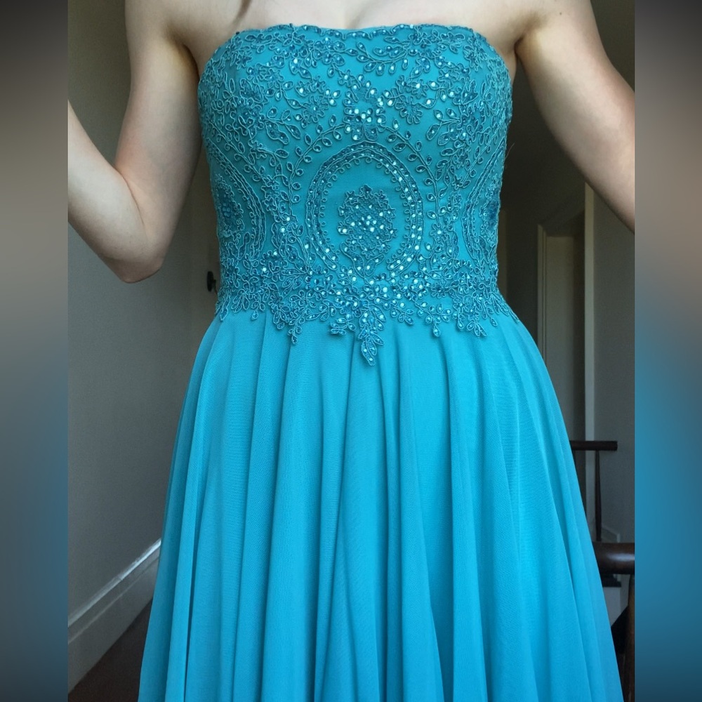 CLARISSE teal prom short dress
